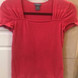 Hot pink short sleeved top with square neck line